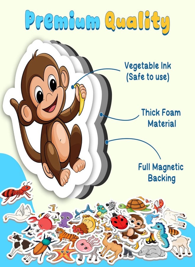PraxiKidy Magnetic Animals,50 PCS Fridge Magnets for Toddlers,Farm Animals Wild Zoo Sea Ocean Animals Refrigerator Magnets for Kids,Educational Learning Magnetic Toys for Whiteboard Preschool Baby - Image 2
